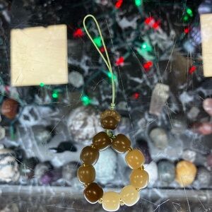 Brown and Cream Beaded Keychain